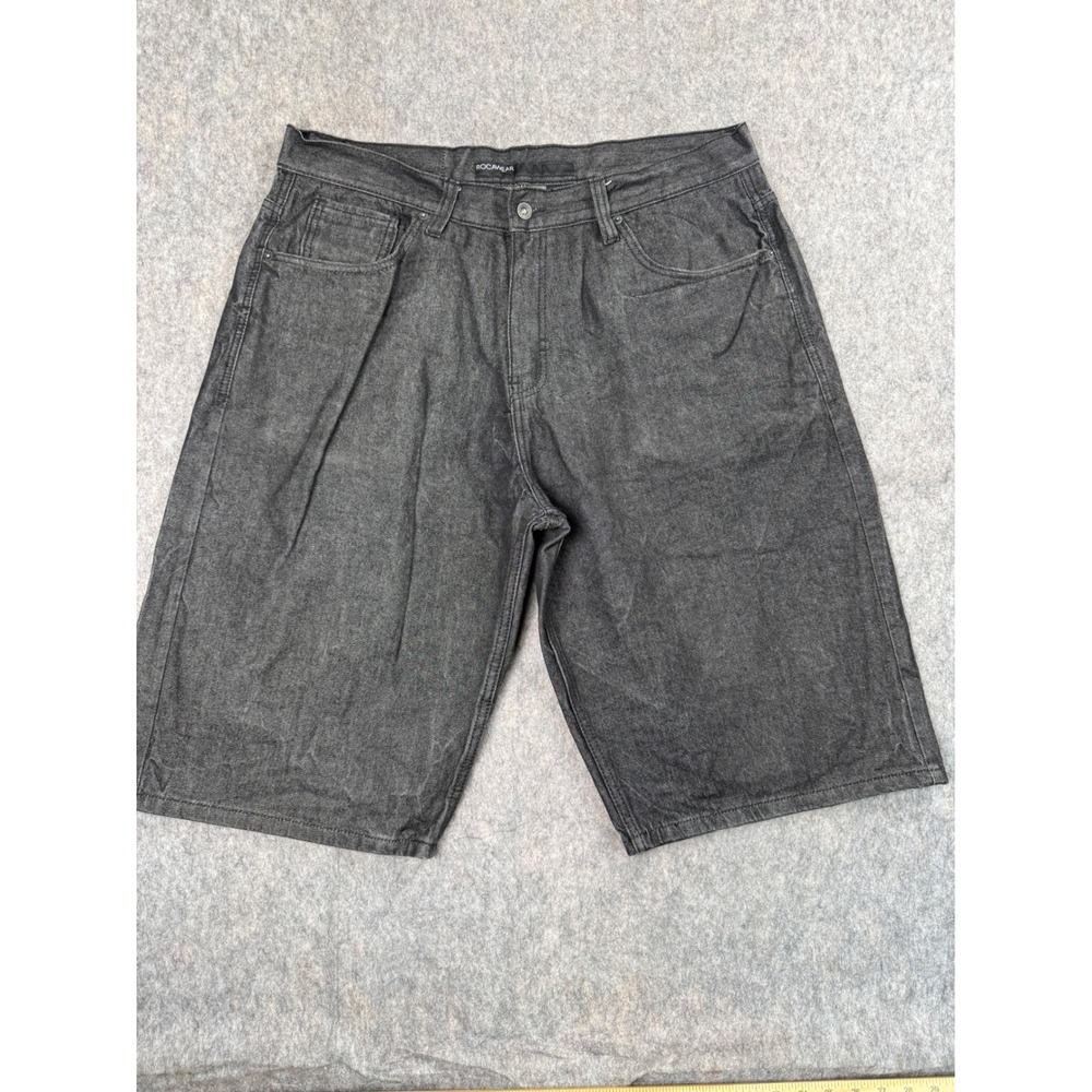 Rocawear Mens Baggy Denim Shorts Gray W40 Embroidered Logo Streetwear Hip Hop